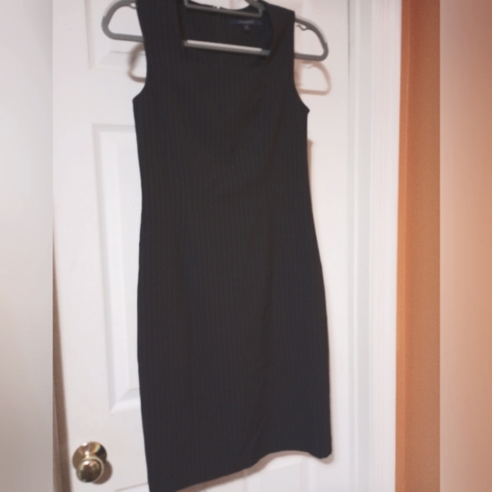 Chadwick's size 2P white pinstripe black dress like new